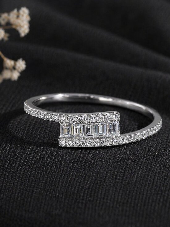 EF Collection Jewelry - 💎 EF Collection 14K White Gold Baguette & Pavé Diamond Bypass Ring